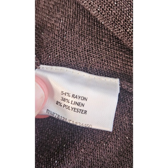 Eileen Fisher Brown Metallic Open Knit Cardigan XL Lagenlook Wedding Formal‎ - Picture 7 of 12